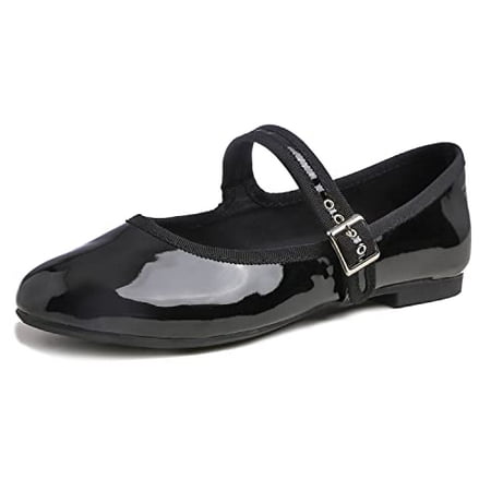 

Feversole Women s Soft Cushion Extra Padded Comfort Round Toe Mary Jane Metal Buckle Fashion Ballet Flats Walking Shoes Black Patent Size 7.5 M US
