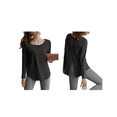 thumbnail image 2 of Long Sleeve Workout Tops for Women Athletic UPF 50+ Sun Rash Guard Shirts Running SPF Gym Quick Dry Clothes Black S, 2 of 7