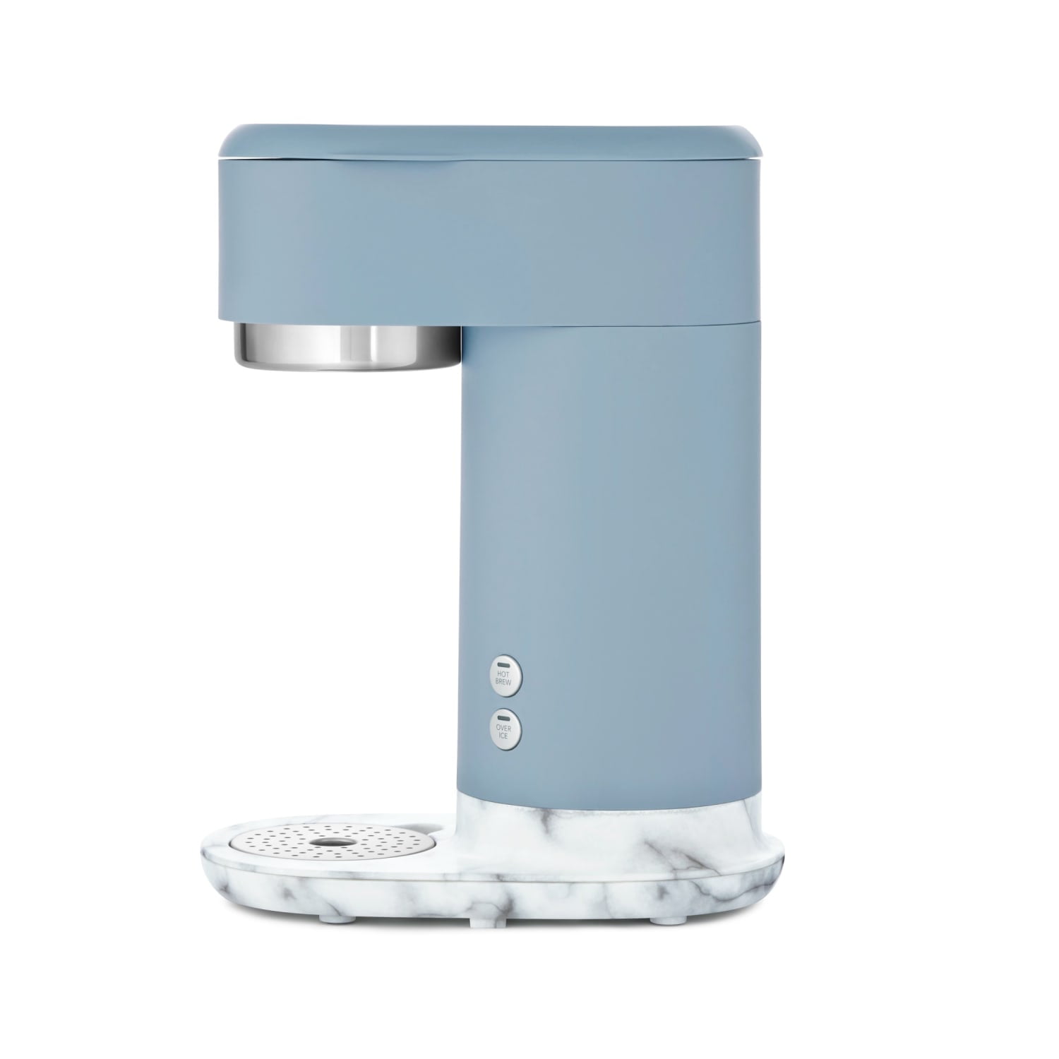 Mr. Coffee Single-Serve Iced and Hot Coffee Maker with Reusable Tumbler and Gold Tone Coffee Filter, Blue and Marble