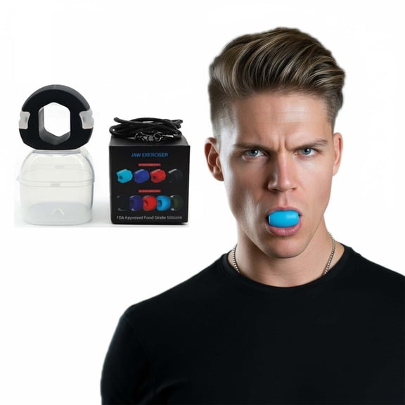 Koudindg Jaw Exerciser for Men Women - Silicone Jaw Trainer, Facial Exercises Double Chin Reducer Eliminator,Jawline Sculptor & Shaper (Black)