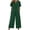 95#Green, variant on Linen Set Women 2 Piece Outfits V Notch Short Sleeve Button Down Shirts Summer Flowy Crop Wide Leg Pants Sets Yellow XL