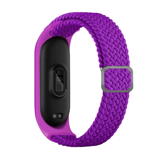 Bsvklp Banda Nailon Elástica Trenzada Ajustable para Xiaomi Mi Band 5/6/7 NFC (púrpura