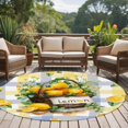 thumbnail image 5 of LEMON Round Living Room Rugs 6 ft, Summer Watercolor Fruit Basket Blue Yellow Plaids Washable Area Rug with Non-Slip Sturdy Edge Binding Round Carpet for Kitchen Office Bedroom, 5 of 9