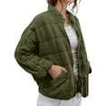 thumbnail image 4 of FRSASU Women's Cotton Jacket Solid Color Stand Collar Zip up Long Sleeve Warm Oversized Coat Army Green, 4 of 8