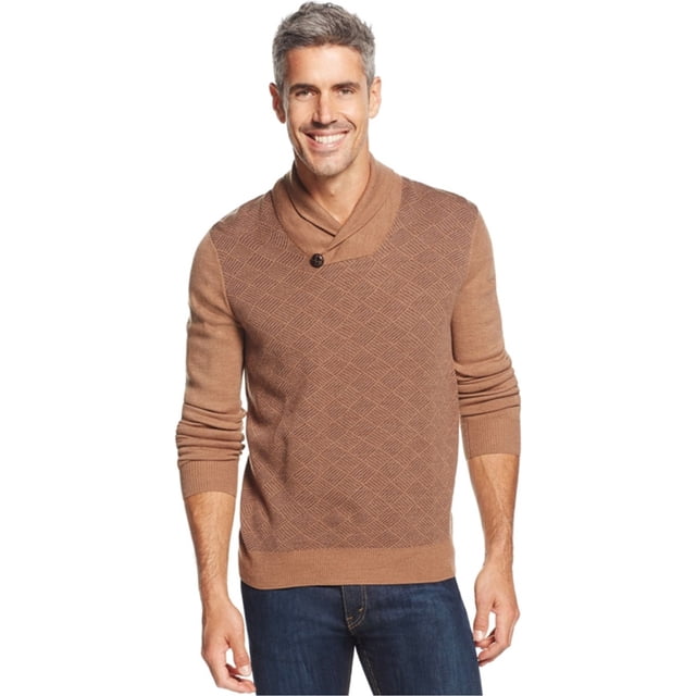 Suéter con estampado de diamantes Geoffrey Beene para hombre marrón grande