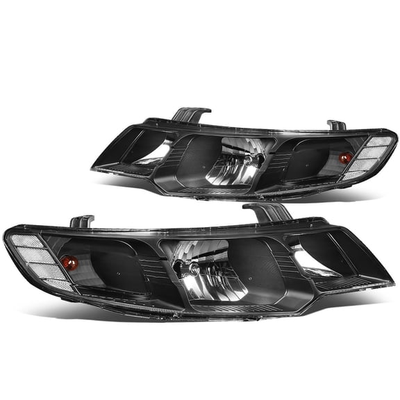 DNA Motoring For 10-13 Kia Forte Koup Black Housing Crystal Lens Headlight Lamp Pair Replacement