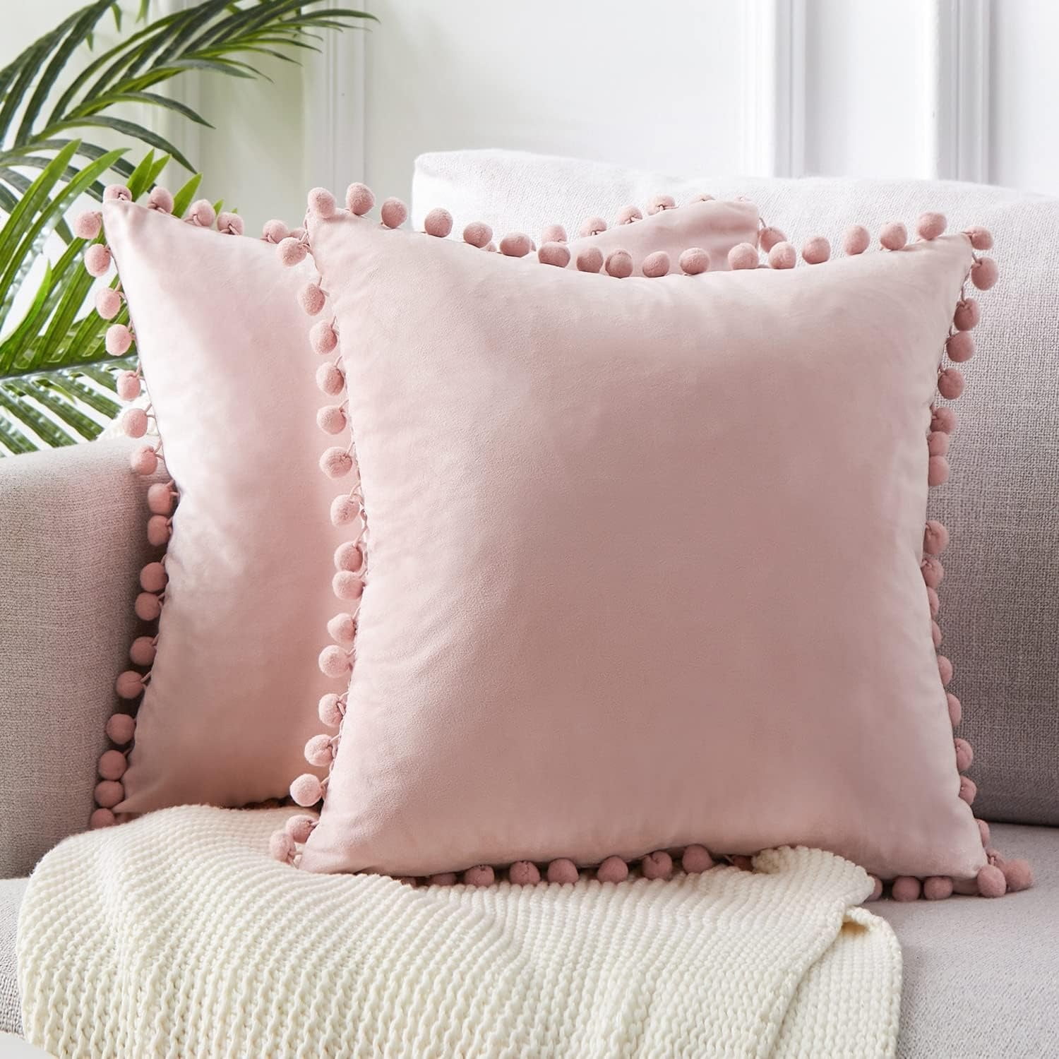 Top Finel Blush Pink Throw Pillow Covers 18x18 Inches for Couch Aesthetic Decorative Sofa Pillow Covers Set of 2 Soft Velvet Cushion Cover Walmart
