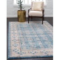 Unique Loom Salzburg Collection Area Rug - Aigen (5' 1" x 8' Rectangle Light Blue/Gray)