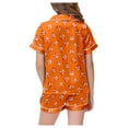 thumbnail image 5 of Halloween Pajamas Kids Size 1-2 Years Boys Girls Halloween Sleepwear Short Sleeve Top with Elastic Shorts Girls' Pajama Sets Orange, 5 of 6
