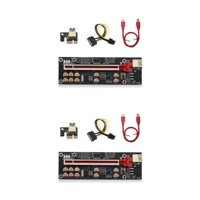 stanreset PCI-E 1X to 16X Adapter 10 Capacitor PCI- Extender with USB Cable Mining Equipment Motherboard Accessories Red 2Set
