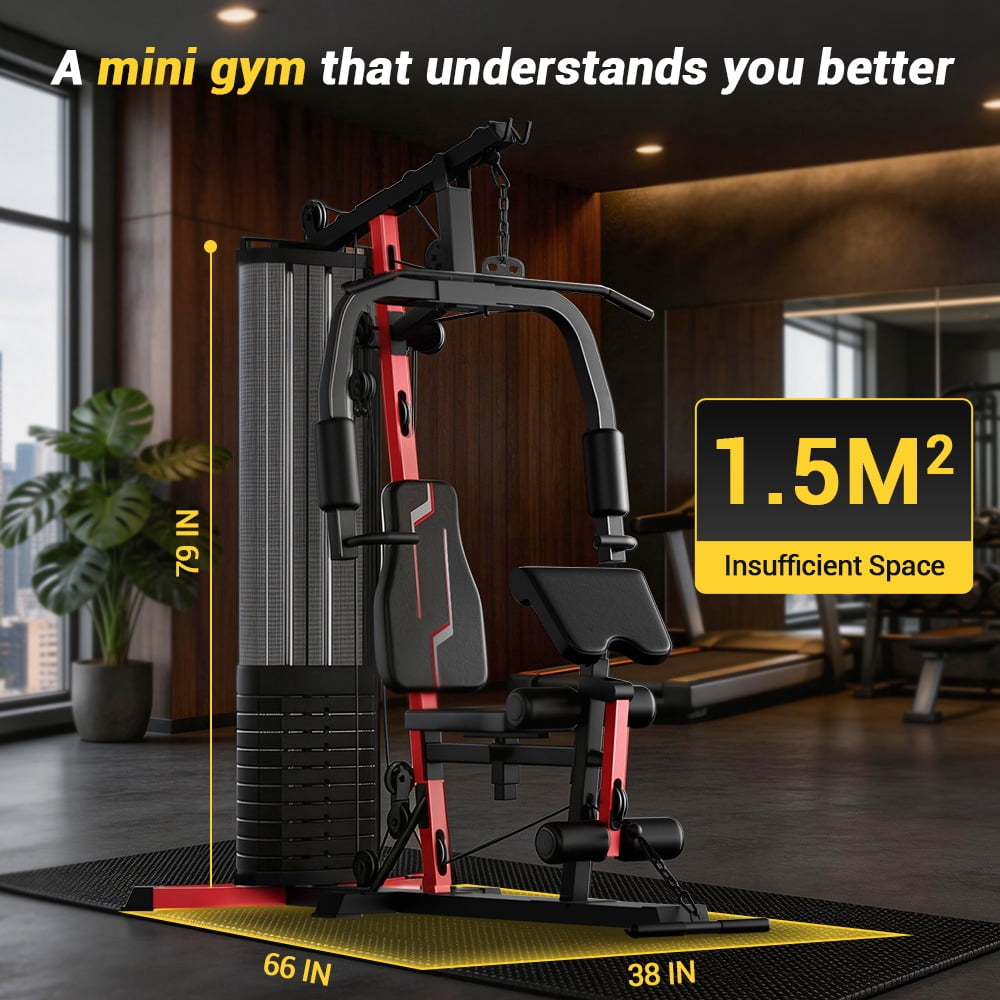 SONITU Home Gym Station with 160 lbs Weight Stack, Full Body Training Equipment, All-in-One Workout Station