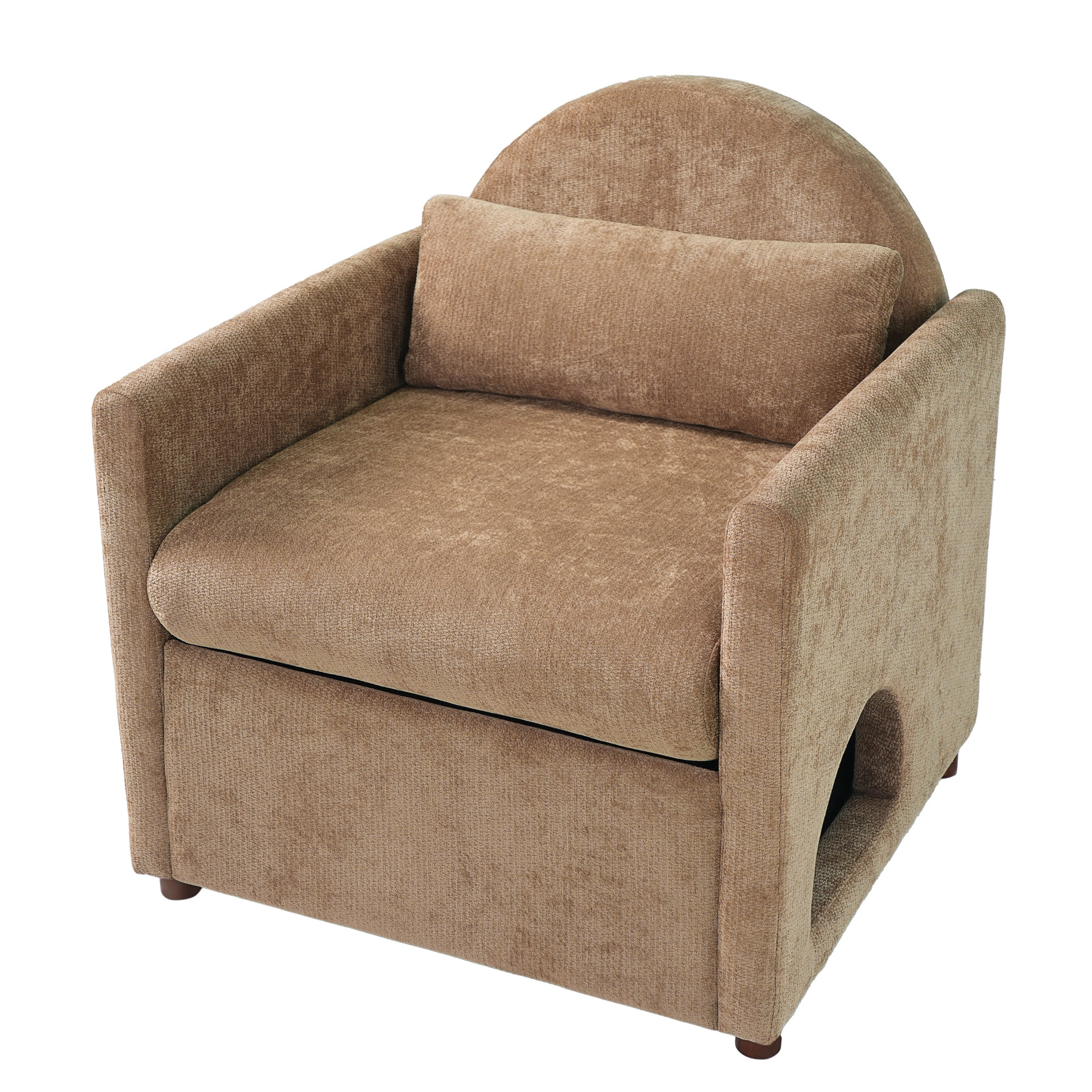 Christopher Knight Home Modern Pet Friendly Accent Chair with Pillow and Hidden Nook, Coffee