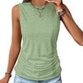 thumbnail image 2 of Lovskoo Plus Size Eyelet Summer Tops for Women 2024 Tank Tops Round Neck Sleeveless Loose Casual Solid Color Tank Top In Large Size Mint Green, 2 of 9