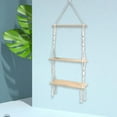 thumbnail image 2 of Woven Hanger Plant Shelf B Type Two Tier Wooden Flowerpot Stand Indoor Plant Display Rack Home Decor, 2 of 6