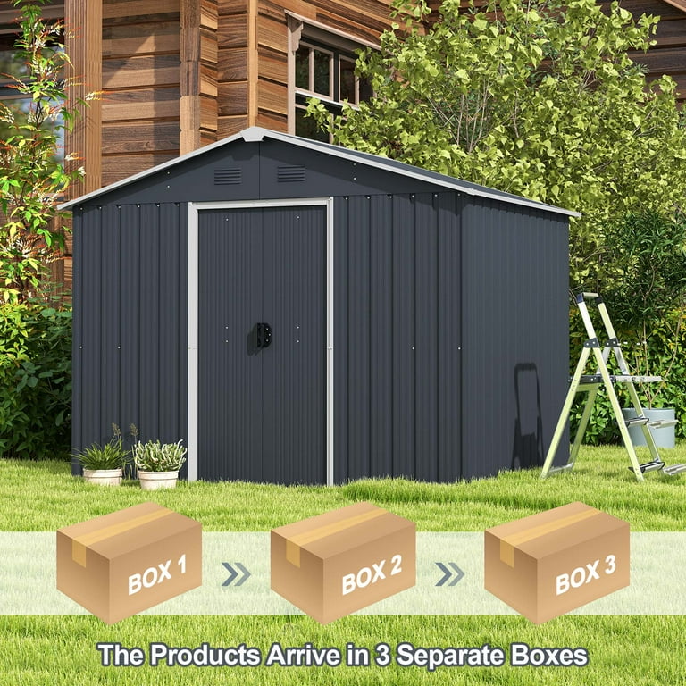 Costway 5.7 FT x 7.5 FT Outside Storage Shed Double Door Outdoor