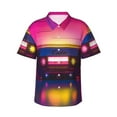 thumbnail image 1 of Balery Neon Cassette Tape Camisas hawaianas de manga corta para hombre, camisas playeras de corte holgado, camisas de vacaciones con botones,X-Large, 1 of 7