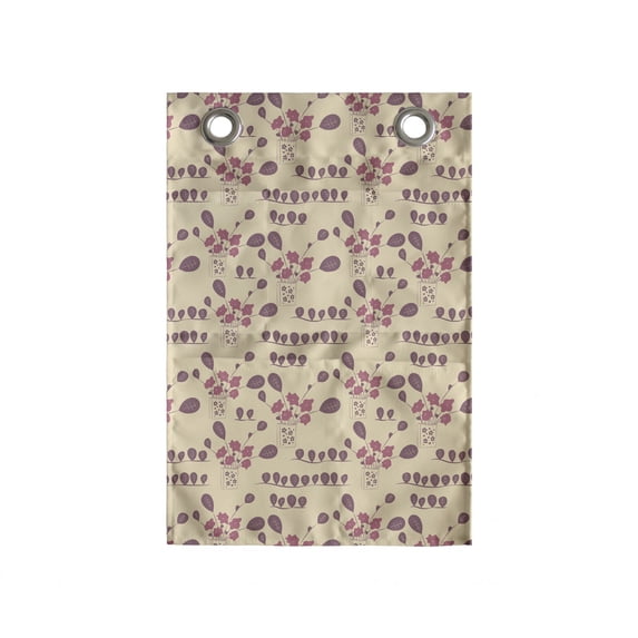 Floral Hanging Pocket Organizer, Ornamental Blooms and Leafy out of a Vase Vintage Vibes, Printed Polyester Storage Bag with Pockets, 14" x 20", Beige Mauve Taupe