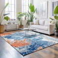 thumbnail image 3 of Area Rugs 2.7'x5', Blue Red Seahorse Coastal Carpet Runner Indoor Outdoor Rugs Home Decor Aesthetic, Blue Wood Beach Coral Nautical Non Slip Mats Washable Accent Rug for Living Room Bedroom, 3 of 8