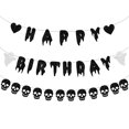 thumbnail image 1 of Cartel de cumpleaños de Halloween Neyeidru, calavera negra con purpurina, 1 of 7
