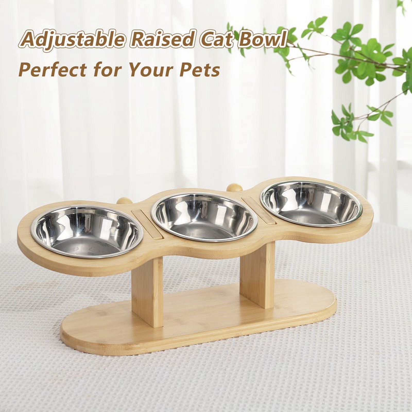Qweryboo Wooden Elevated Cat Bowls with 3 Stainless Bowls photo 7