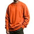 thumbnail image 2 of Basic Crew Neck Sweatshirt for Men, Long Sleeve Drop Shoulder Solid Color Pullover, Fall Regular Fit Casual Streetwear Top Saffron 2XL, 2 of 6