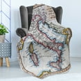 thumbnail image 4 of Wanderlust Soft Flannel Fleece Throw Blanket, Colored XVIIIth Century Italy Map by Royal French Geographer Vaugondy Print, Cozy Plush for Indoor and Outdoor Use, 50" x 70", Multicolor, by Ambesonne, 4 of 5