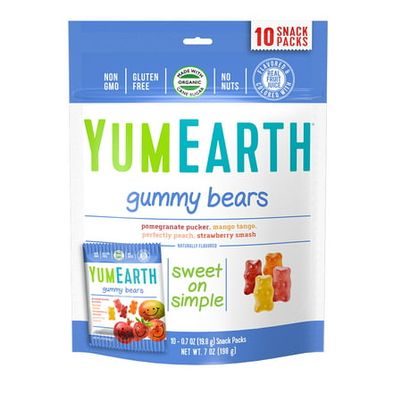YumEarth Gummy Bears 7 oz (10 Snack Packs)