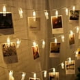 thumbnail image 2 of LED Photo String Lights, Plastic Clothespins For Photos, Decorative Mini Clear Clips, Battery Operated With Warm White Light For Holiday Cards (20 Leds), 2 of 5