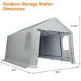 thumbnail image 2 of Carport,  Heavy Duty Outdoor Storage Shed with Roll-up Zipper Door, Waterproof Storage Tent Shelter Car Canopy Portable Shelter Outdoor Garage for Motorcycle, Bike, Garden Tools, Grey, 2 of 8