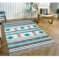 thumbnail image 2 of Casavani Handblock Printed Blue Cotton Dhurrie 9'x12' Area Rugs for Living Room & Dining Room, 2 of 6