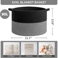thumbnail image 4 of Ahot XXXLarge Cotton Rope Basket Woven Baby Laundry Baskets Blanket Baskets Toy Basket with Handle Comforter Cushions Storage Bin Thread Laundry Hamper - 21.7" x 21.7" x 13.8", 4 of 7