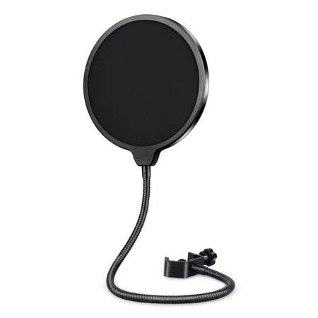 Boytone BT-27ST Upgraded Microphone Pop Filter Mask Shield, Dual Layered Wind Pop Screen with Flexible 360° Gooseneck Clip Stabilizing Arm for Awesome Premium Recordings, Broadcasting, Streaming