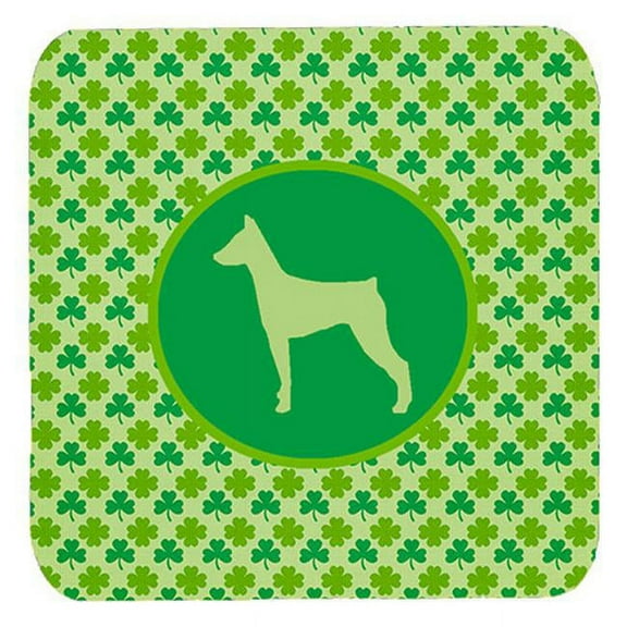 German Pinscher Lucky Shamrock Foam Coasters, Set Of 4