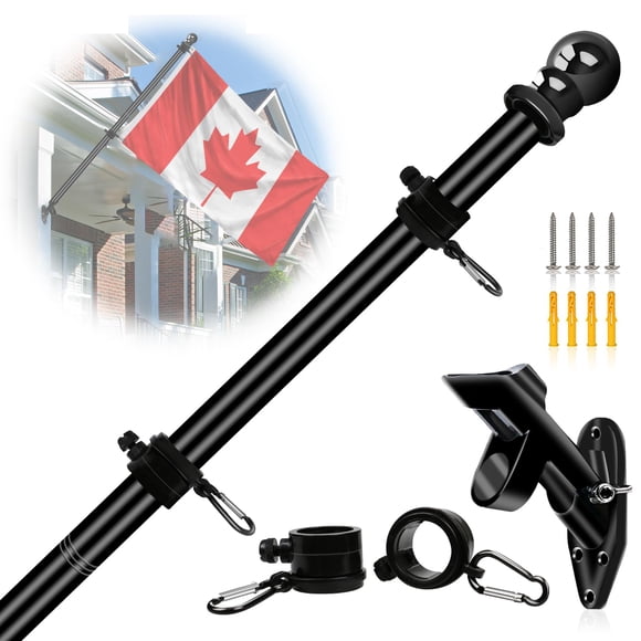 NQ Outdoor Flag Pole with Holder for Outside House,5FT Stainless Steel Wall Mounted Flag Pole Kit with Bracket, Flagpole for Porch