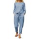 thumbnail image 2 of Traje de pantalón casual de manga larga, Trajes de 2 piezas para mujer Trajes sueltos casuales para mujer Trajes de cuello redondo para mujer Diseño elevado, 2 of 4