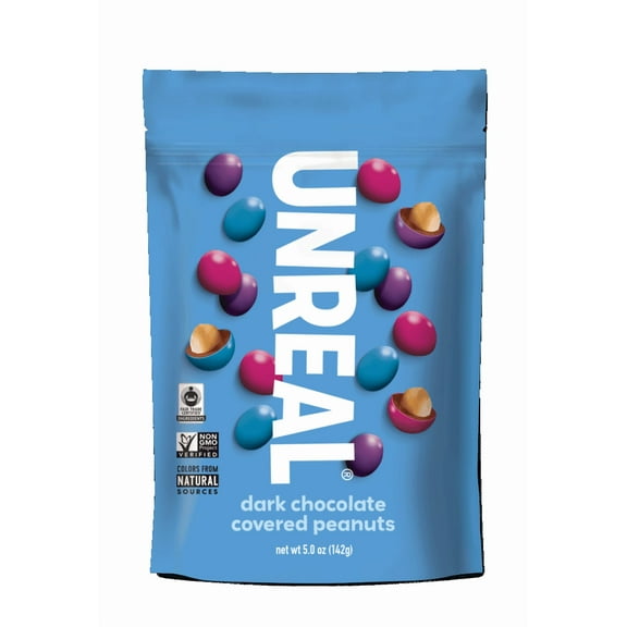 UNREAL Dark Chocolate Covered Peanut Gems Candy, 5oz (2 Pack)