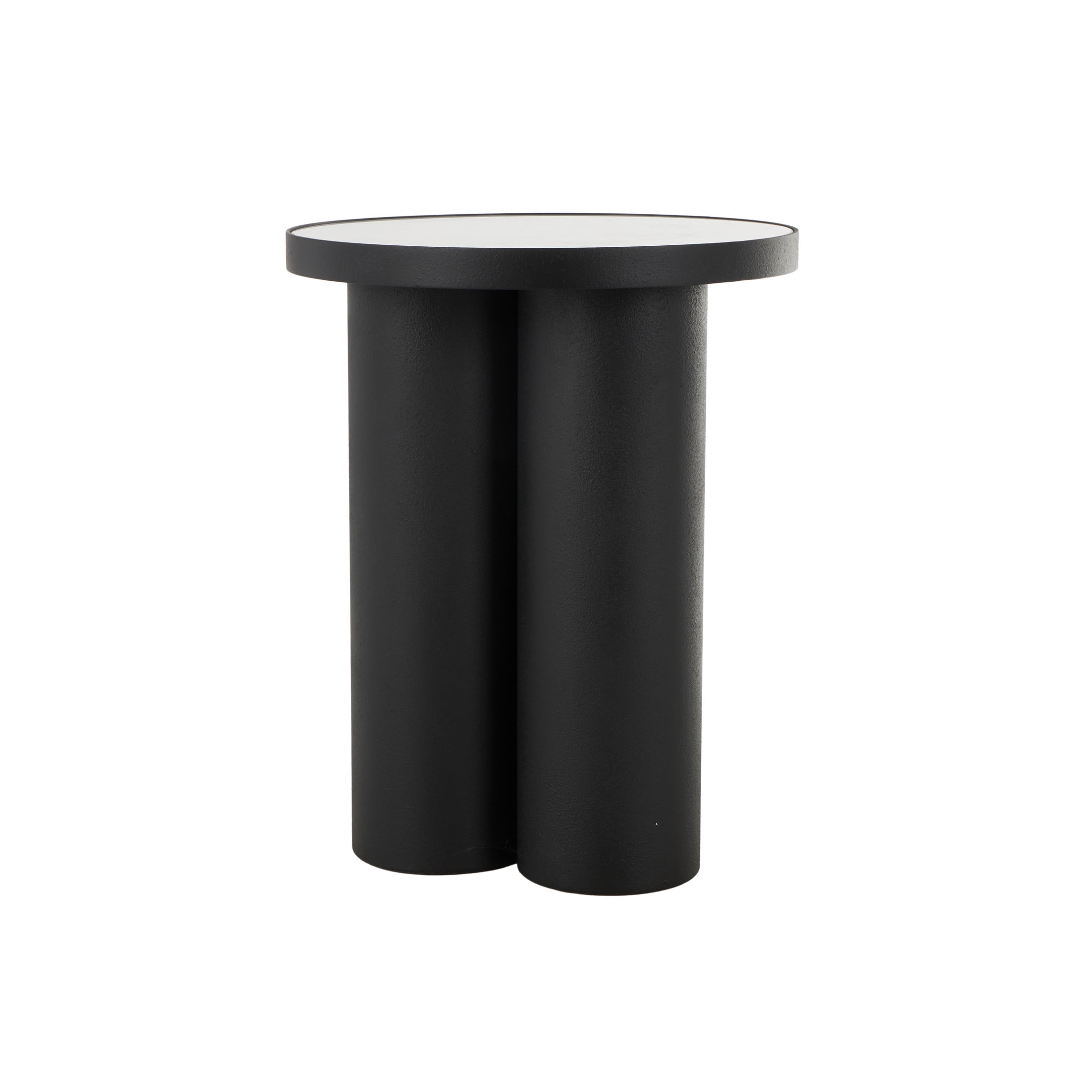 DecMode 16" x 20" Black Metal Accent Table with White Marble Tabletop, 1-Piece