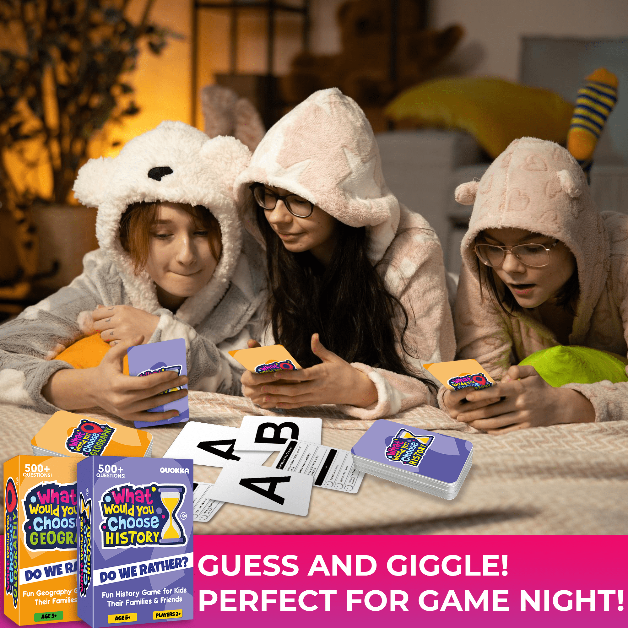 Quokka Card Games for Kids 8-12 - 4 Set Board Game What Would You Choose? for Family Activities