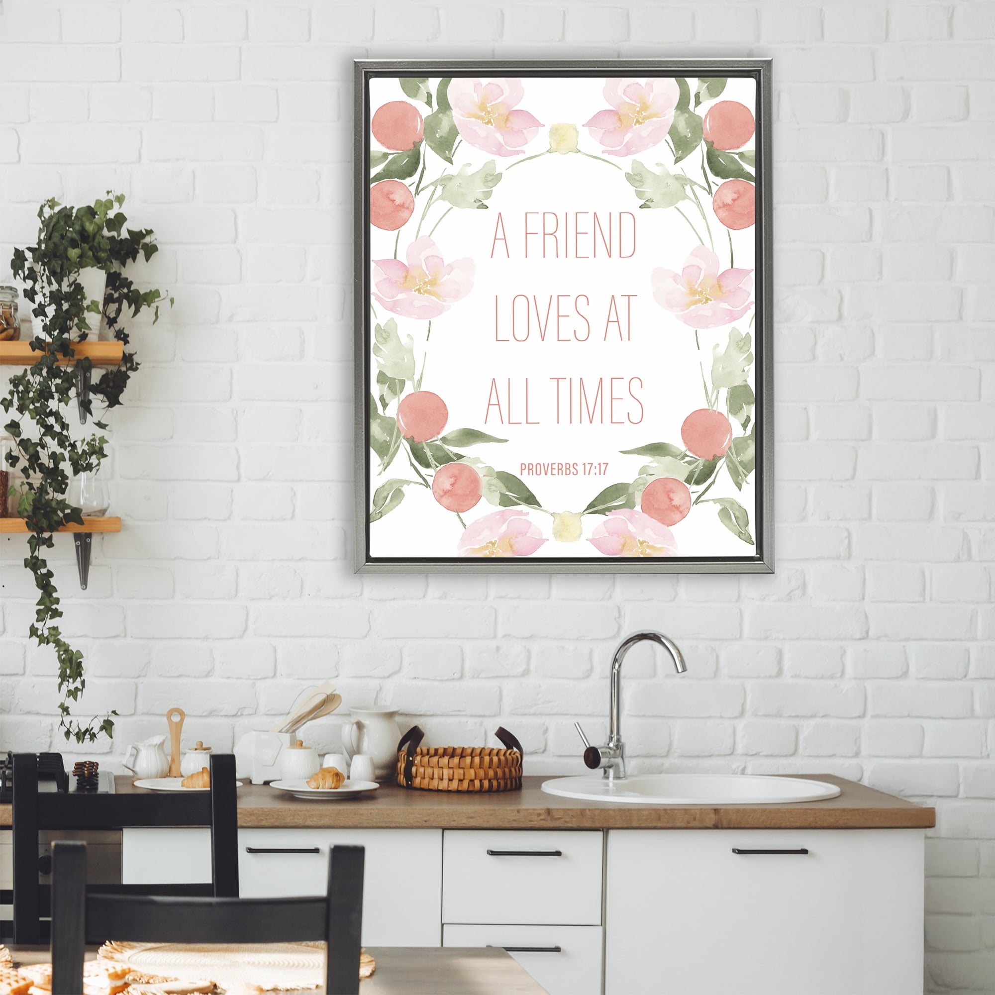 Stupell Industries A Friend Loves At All Times Gray Framed Floater Canvas Wall Art, design by Lucille Price