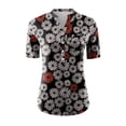thumbnail image 3 of Camisas de verano para mujer, camisetas de manga corta con cuello en V para mujer con botones y estampado de flores OAVQHLG3B Store  lin121212, 3 of 3
