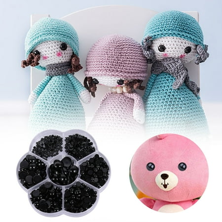 

500pcs Eyes And Noses Craft Doll Eyes Black Eyes For Puppet Plush Animal And Teddy Bear Crafts Crochet Toy And Stuffed Animals (Assorted Sizes)