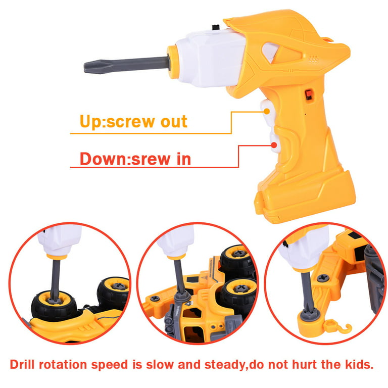 Guzom Baby & Toddler Toys Gift- DIY Crane Take Apart Toys-Electric  Drill-Converts To Remote Control Car 