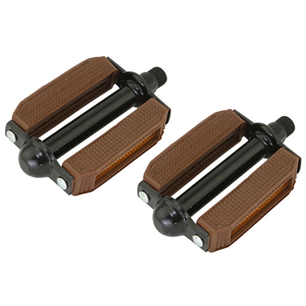 507 Block PVC Bike Pedals 9/16" Brown and Black. Works on 3 piece