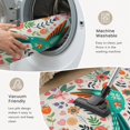 thumbnail image 5 of Washable Area Rugs 3x5 FT Turquoise Birds Rugs for Living Room Non-Slip Soft Low-Profile Rectangle Country Cartoon Colorful Flowers Herbs Large Rug Carpet for Bedroom Dining Room Home Decor, 5 of 8