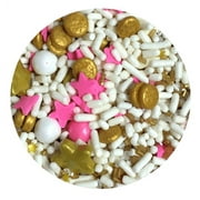 Pink Twinkle Little Star Desert Cupcake Icecream Cake Decoration Confetti Quin Pearly Sprinkes -6oz Jar