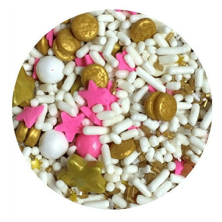 Pink Twinkle Little Star Desert Cupcake Icecream Cake Decoration Confetti Quin Pearly Sprinkes -6oz Jar