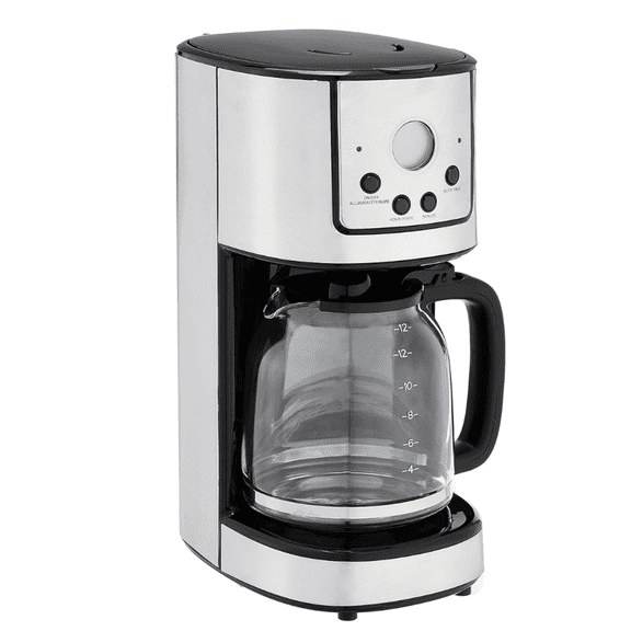 Drip Coffee Maker 12 Cup with Carafe and Reusable Filter, Stainless Steel Coffee Machines, Black
