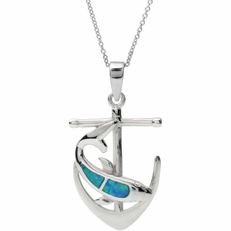 Brinley Co. Sterling Silver Opal Dolphin Anchor Pendant