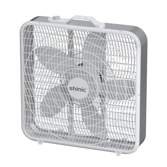 Shinic Ventilador de caja de 20 pulgadas, ventilador de refrigeración de 3 velocidades para circulación de aire con asa de fácil transporte y parrillas de seguridad, potente ventilador para uso en int