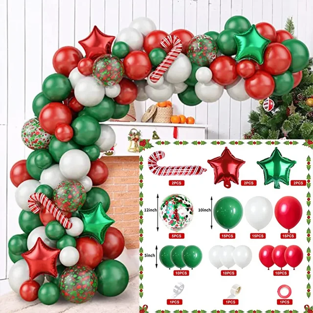 Globos navideños decorados con caramelos, banderines navideños redondos de látex, juego de globos para fiestas navideñas